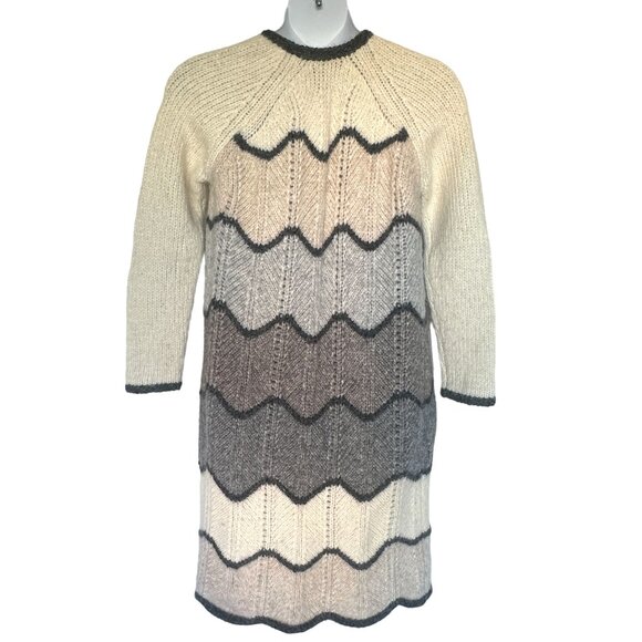 LoveShackFancy Dallas Duster Chevron Striped Long Cardigan Cloudy Grey Size XS - Picture 3 of 10